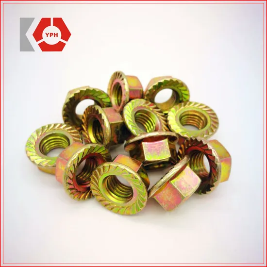 Hex Flange Nuts with Yellow Zinc Plain DIN 6923